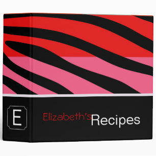 Pink and Red Zebra Print Retro Pattern Binder