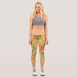Pink and Rose by William Morris  Capri Leggings