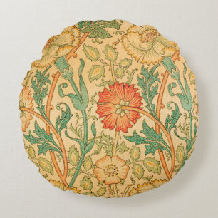 Pink and Rose by William Morris Round Pillow