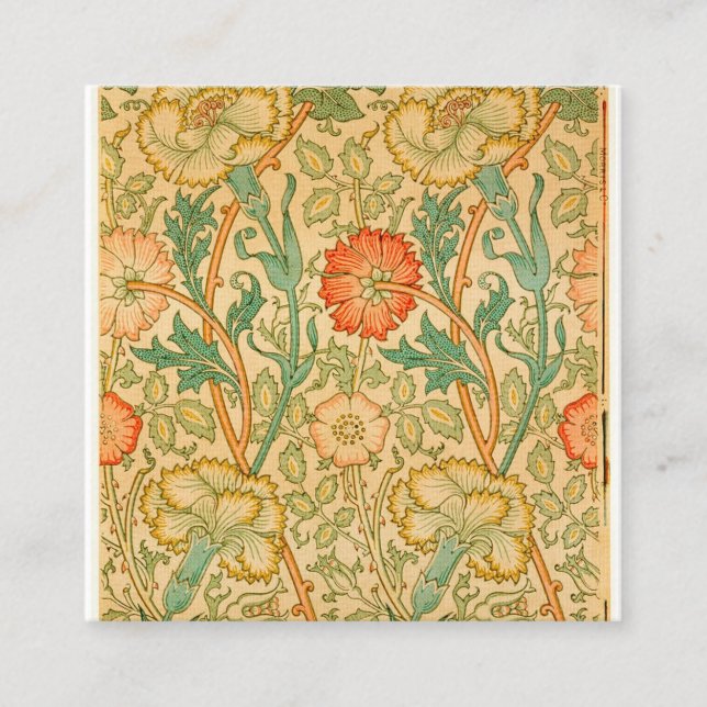 Pink And Rose By William Morris Square Business Card (Front)