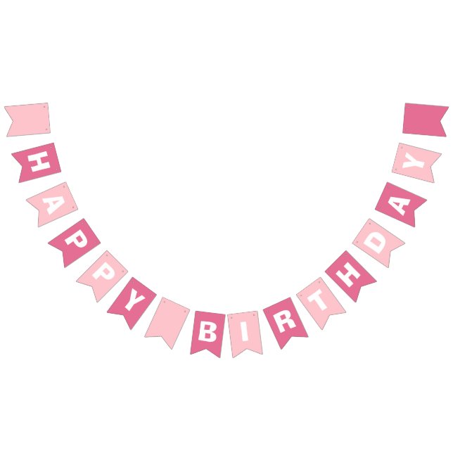 Pink and Rose Girl's Happy Birthday Bunting Flags (All)