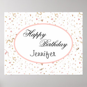 Pink and Rose Gold Glitter Confetti Poster