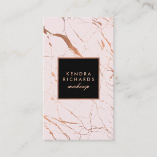 Pink and Rose Gold Marble Makeup Artist Business Card