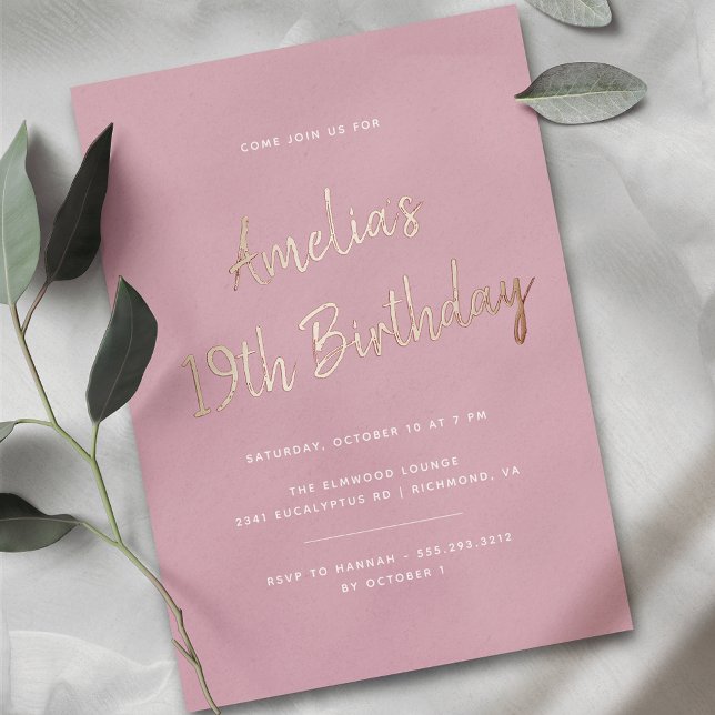 Pink and Rose Gold | Modern Any Age Birthday (Creator Uploaded)