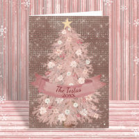 Pink and Rose Gold Watercolor Christmas Tree