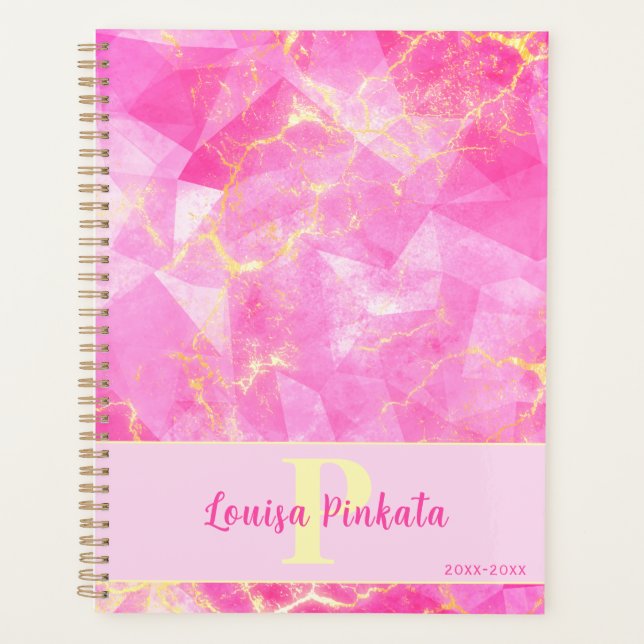 Pink and Rose Marble Gemstone Crystal Design Planner (Front)