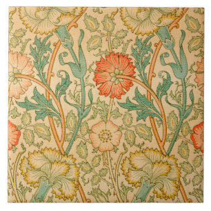 Pink and Rose Pattern (by William Morris) Tile