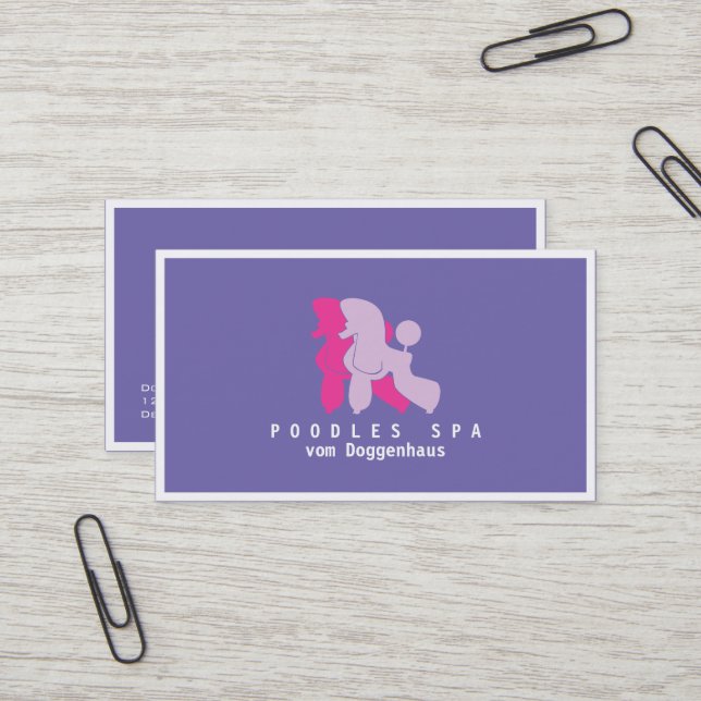 Pink and Rose Poodle Couple Business Card (Front/Back In Situ)