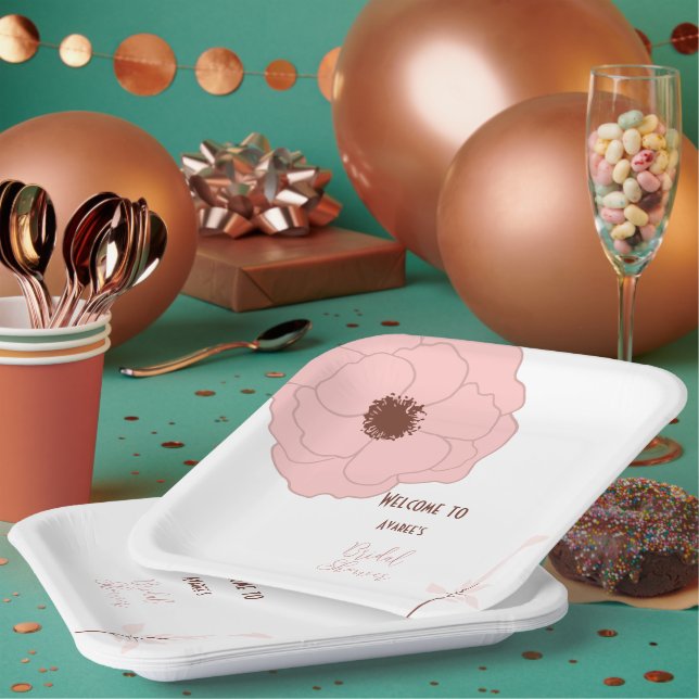 Pink and Rust Folk Art Floral Paper Plate (Multi)