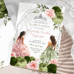 Pink and Sage Green Twins Geometric Quinceañera Invitation<br><div class="desc">Pink and Sage Green Twins Geometric Quinceañera Invitation</div>