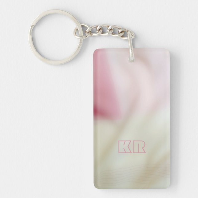 Pink and satin fabric-look with your initials keychain (Front)
