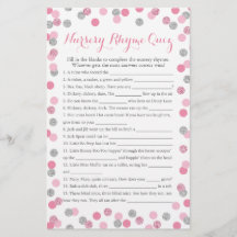 Pink and Silver Baby Shower Nursery Rhyme Quiz