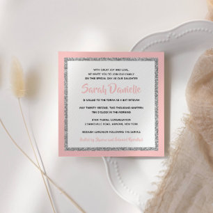 Pink and Silver Bat Mitzvah Invitation