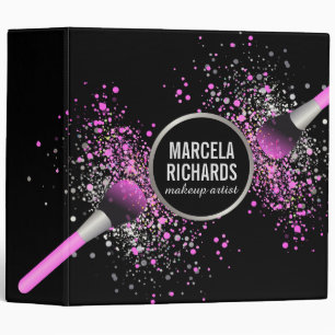 Pink and Silver Blush Confetti Makeup Artist Binder