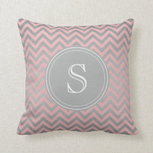 Pink and Silver Chevron pillow