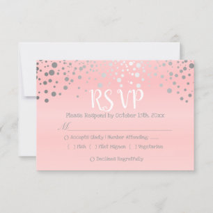 Pink and Silver Confetti Dots - RSVP Card