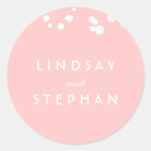 Pink and Silver Confetti Wedding Classic Round Sticker
