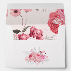 Pink and Silver Floral Envelope