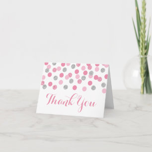 Pink and Silver Folded Thank You Cards Baby Shower