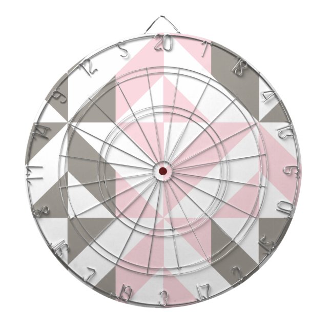 Pink and Silver Geometric ZigZag Dartboard (Front)