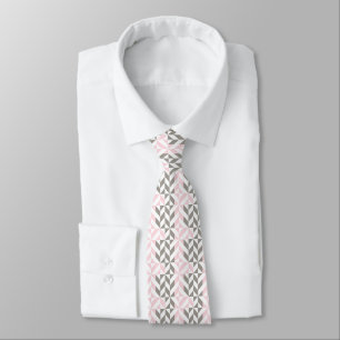 Pink and Silver Geometric ZigZag Tie