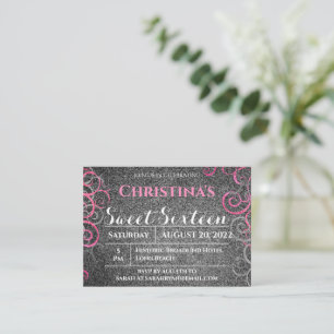 Pink and Silver Glitter Birthday Invitation
