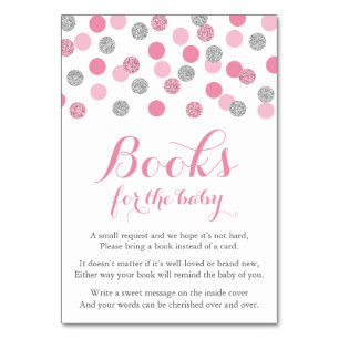 Pink and Silver Glitter Bring a Book Insert Cards