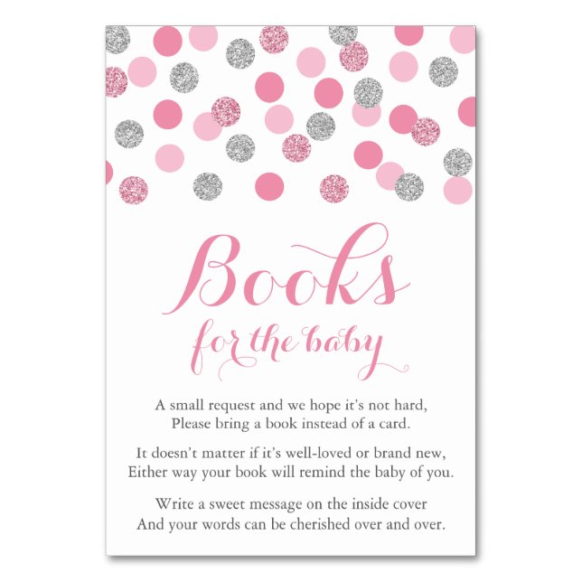 Pink and Silver Glitter Bring a Book Insert Cards (Front)
