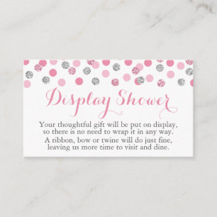 Pink and Silver Glitter Display Shower Insert Card