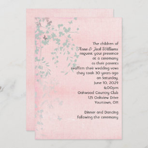 Pink and Silver Leaf  Invitation