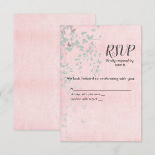 Pink and Silver Leaf RSVP Card