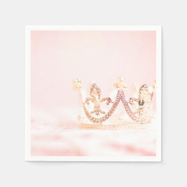 Pink and Silver Princess Crown Napkin (Front)