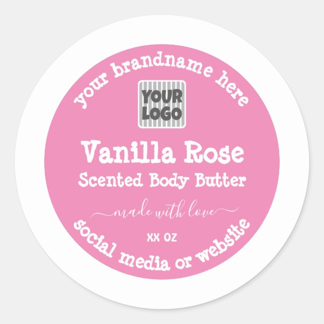 Pink and Silver Product Packaging Labels With Logo (Front)