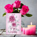 Pink and Silver Roses Perfect Sister Birthday Card<br><div class="desc">Show your sister some love with our beautiful watercolor pink rose birthday card! 🌸 This feminine and elegant design sets the stage for a heartfelt birthday message. Inside, you'll find a special wish that you can personalize to make her day even more memorable. Celebrate your bond with this beautiful pink...</div>