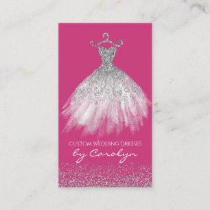 Pink and Silver Seamstress Business Card