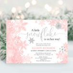 Pink and silver snowflake winter girl baby shower invitation<br><div class="desc">For more advanced customization of this design,  simply select the "Customize It" button above!</div>