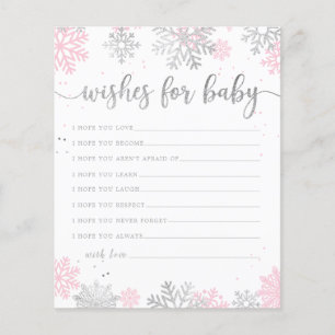 Pink And Silver Snowflakes Winter Wishes For Baby