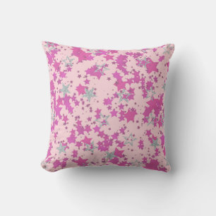 Pink and silver stars throw pillow