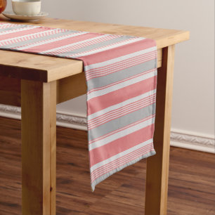 Pink and Silver Striped Short Table Runner