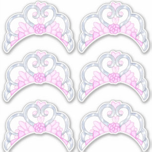 Pink and Silver Tiara Sticker Sheet