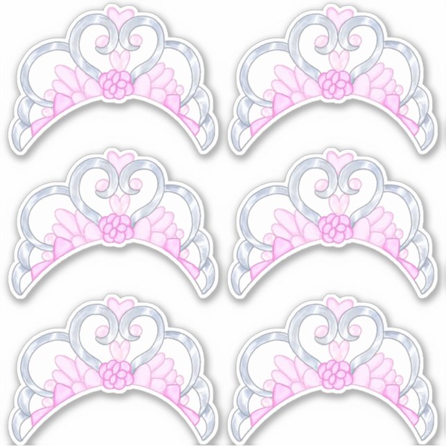 Pink and Silver Tiara Sticker Sheet (Front)