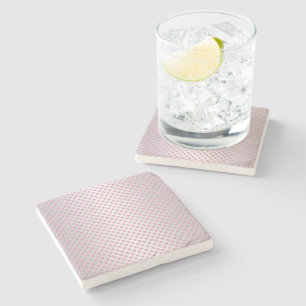 Pink and Silvery White Polka Dot Pattern Stone Coaster