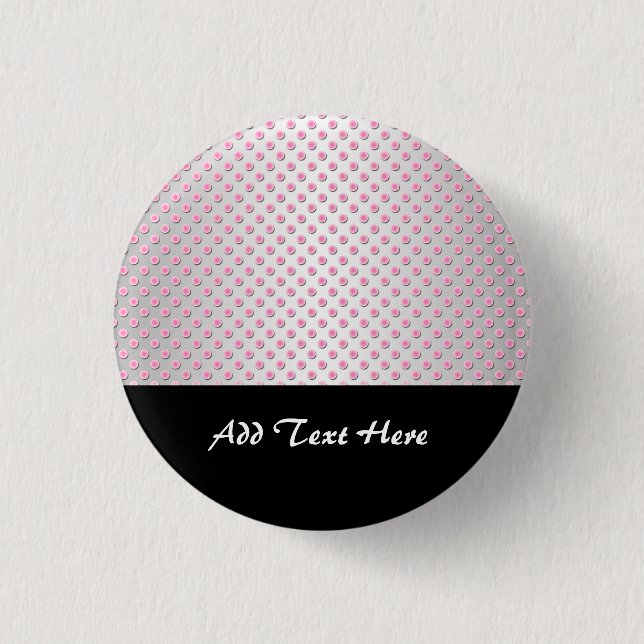 Pink and Silvery White Polka Dots Pattern 1 Inch Round Button (Front)