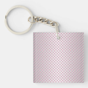 Pink and Silvery White Polka Dots Pattern Keychain