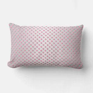 Pink and Silvery White Polka Dots Pattern Lumbar Pillow