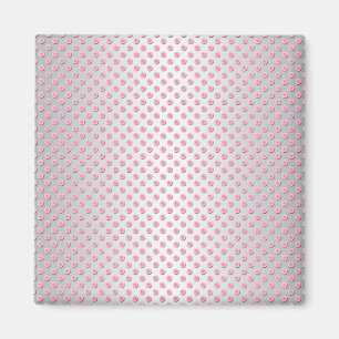 Pink and Silvery White Polka Dots Pattern Magnet