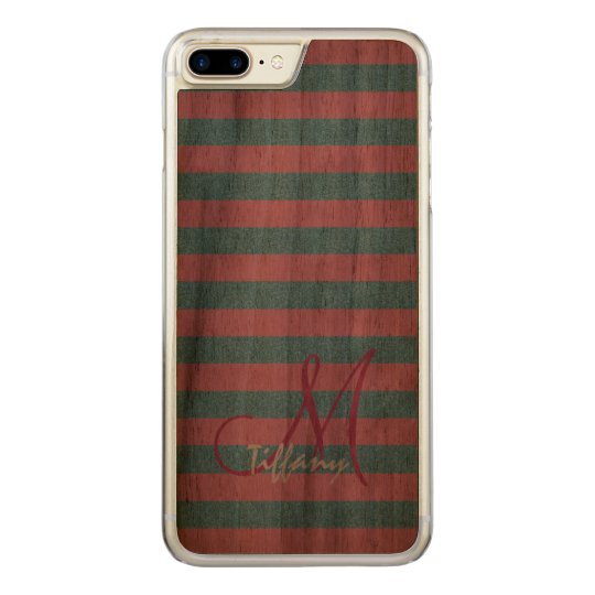Pink and sky blue aqua glitter stripes monogram carved iPhone 7 plus case