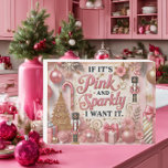 Pink and Sparkly Christmas  Wooden Box Sign<br><div class="desc">Add a touch of festive glamour to your holiday decor with this whimsical pink and gold Christmas wood box sign. Featuring the playful phrase, "If it’s pink and sparkly, I want it, " in an elegant script surrounded by glitter accents, snowflakes, and Christmas ornaments, this design is perfect for adding...</div>