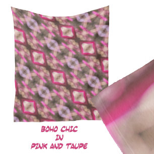 Pink and Taupe Boho Chic Abstract Pattern Fleece Blanket