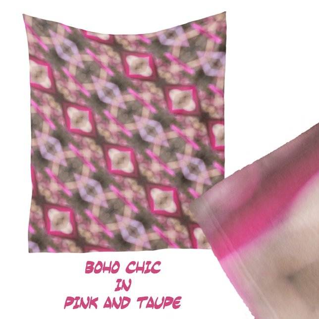 Pink and Taupe Boho Chic Abstract Pattern Fleece Blanket (Creator Uploaded)